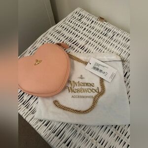 Vivienne Westwood Nude Pink Saffiano Leather Heart Crossbody